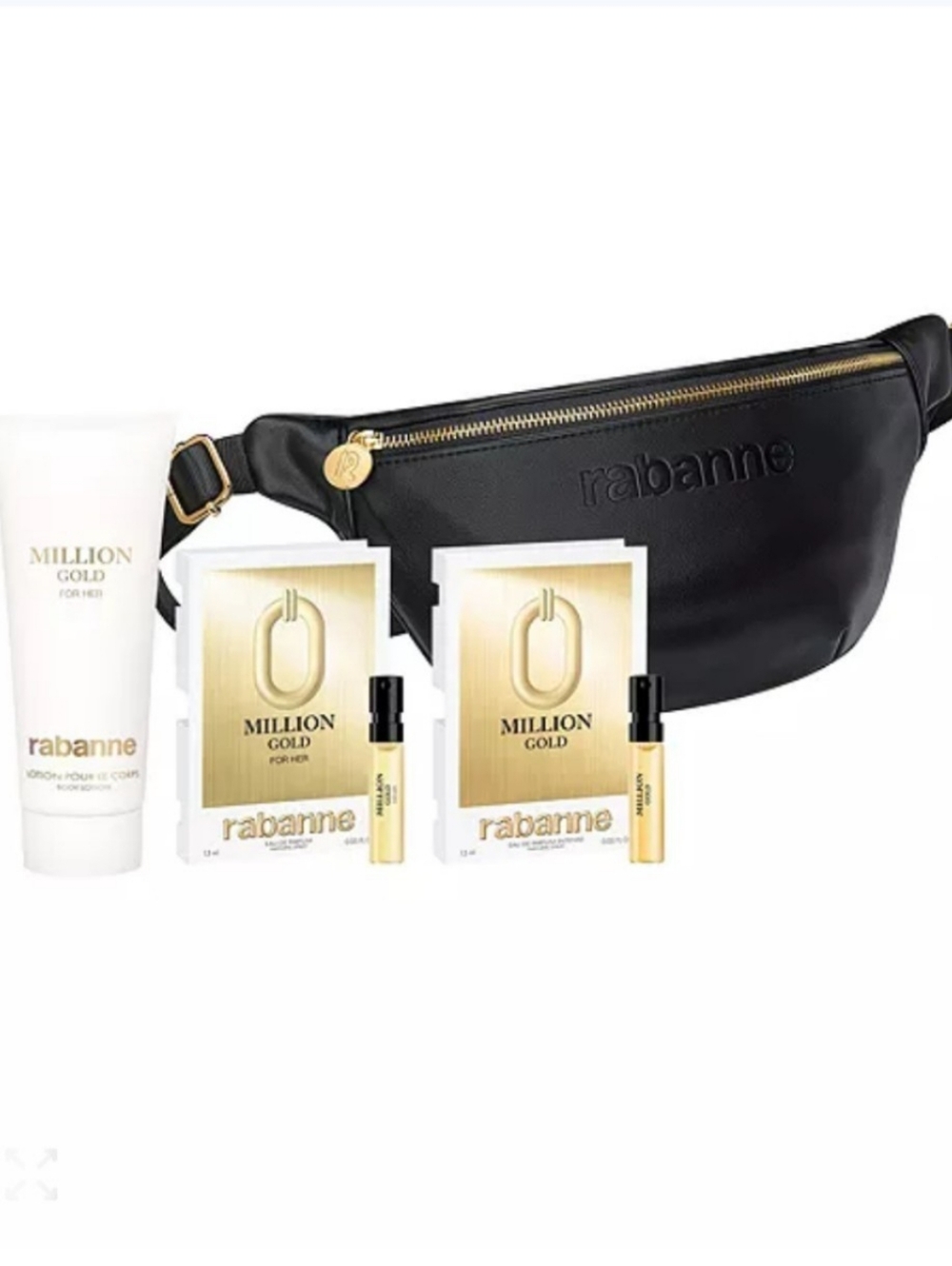 Rababanne Black Belt Bag with Million Gold Fragrance Set